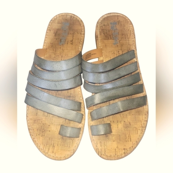 Korks Women's Shay Strappy Open Toe Cork Footbed Gray-Blue Sandals Sz 10 - Picture 3 of 7